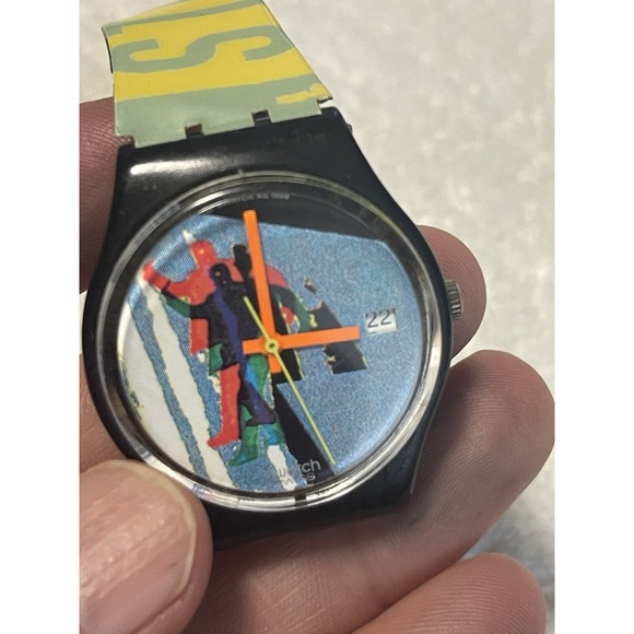 1989 Hipster Colorful Geometric Minimalistic Swiss Made Swatch (  Read Descripti